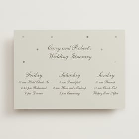 Foil-Pressed Wedding Weekend Itinerary Cards