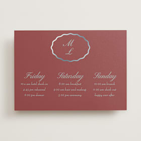Foil-Pressed Wedding Weekend Itinerary Cards