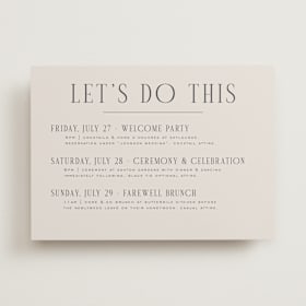 Wedding Weekend Itinerary Cards