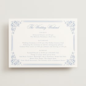 Wedding Weekend Itinerary Cards