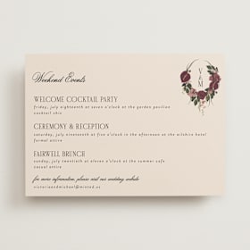 Wedding Weekend Itinerary Cards