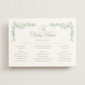 Wedding Weekend Itinerary Cards