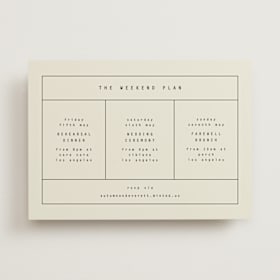 Wedding Weekend Itinerary Cards