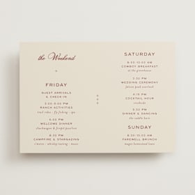 Wedding Weekend Itinerary Cards