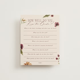 Bridal Shower Insert Cards