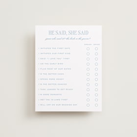 Bridal Shower Insert Cards