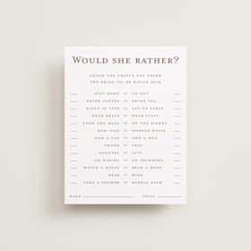 Bridal Shower Insert Cards