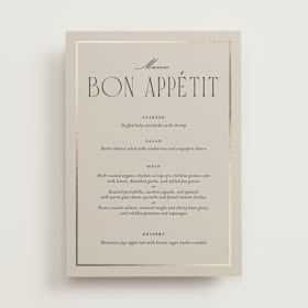 Foil-Pressed Menus