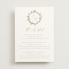 Foil-Pressed Wedding Weekend Itinerary Cards