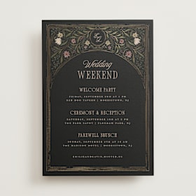 Foil-Pressed Wedding Weekend Itinerary Cards