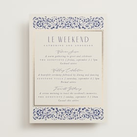 Foil-Pressed Wedding Weekend Itinerary Cards