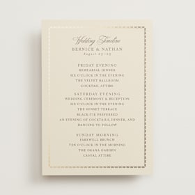 Foil-Pressed Wedding Weekend Itinerary Cards
