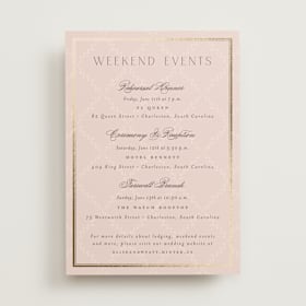 Foil-Pressed Wedding Weekend Itinerary Cards