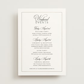 Foil-Pressed Wedding Weekend Itinerary Cards