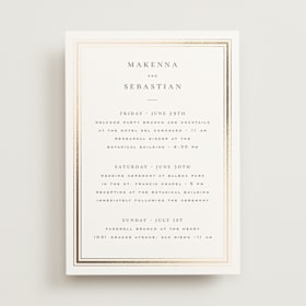 Foil-Pressed Wedding Weekend Itinerary Cards