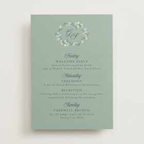Wedding Weekend Itinerary Cards