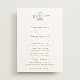 Wedding Weekend Itinerary Cards