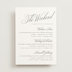 Wedding Weekend Itinerary Cards
