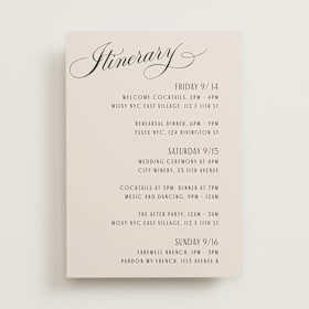 Wedding Weekend Itinerary Cards