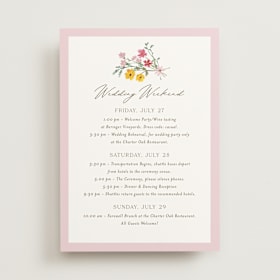 Wedding Weekend Itinerary Cards