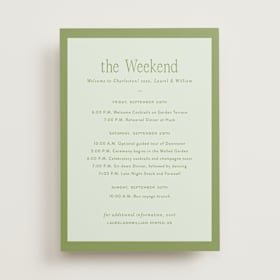Wedding Weekend Itinerary Cards