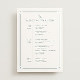 Wedding Weekend Itinerary Cards