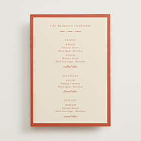 Wedding Weekend Itinerary Cards