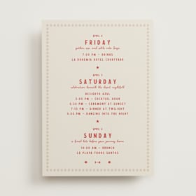 Wedding Weekend Itinerary Cards