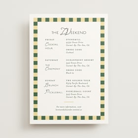 Wedding Weekend Itinerary Cards
