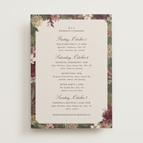 Wedding Weekend Itinerary Cards