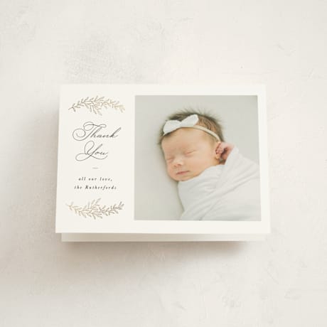 Foil-Pressed Birth Announcement Thank You Cards