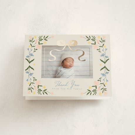 Foil-Pressed Birth Announcement Thank You Cards
