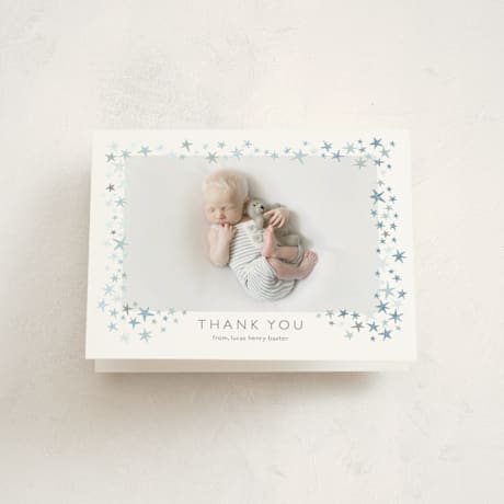 Foil-Pressed Birth Announcement Thank You Cards