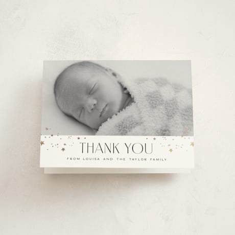 Foil-Pressed Birth Announcement Thank You Cards