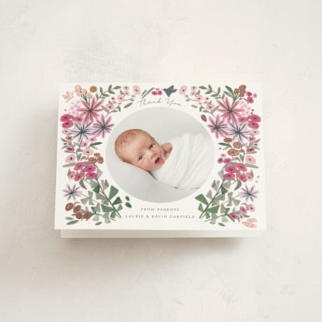 Foil-Pressed Birth Announcement Thank You Cards