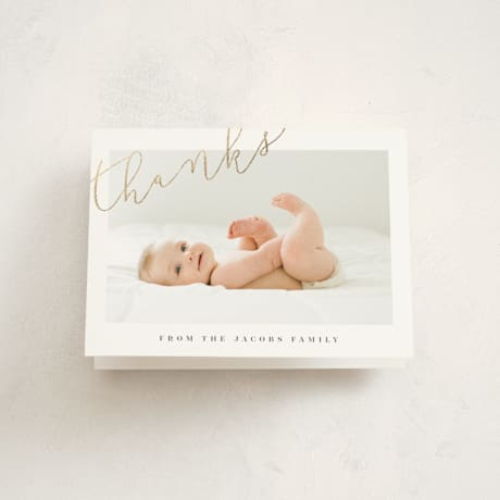 Foil-Pressed Birth Announcement Thank You Cards