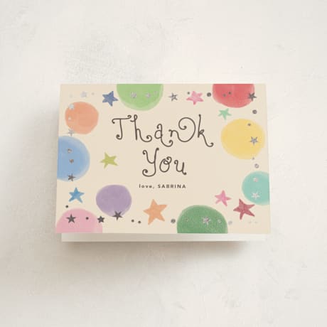 Foil-Pressed Children's Birthday Party Thank You Cards