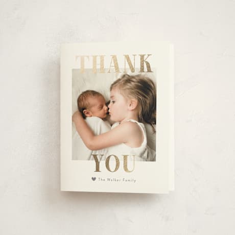 Foil-Pressed Birth Announcement Thank You Cards