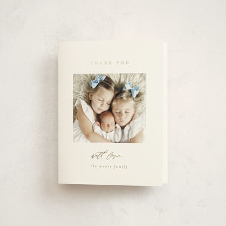 Foil-Pressed Birth Announcement Thank You Cards