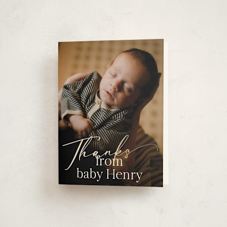 Foil-Pressed Birth Announcement Thank You Cards