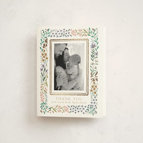Foil-Pressed Birth Announcement Thank You Cards