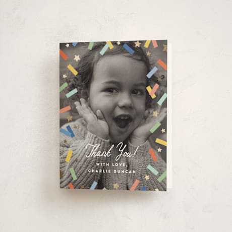 Foil-Pressed Children's Birthday Party Thank You Cards