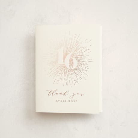 Foil-Pressed Sweet Sixteen Party Thank you Cards