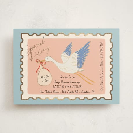 Foil-Pressed Baby Shower Invitations