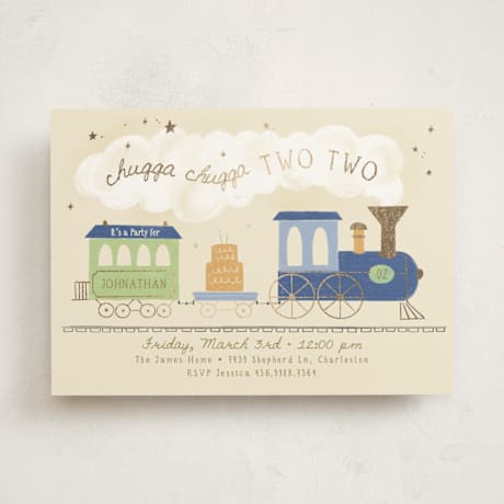 Foil-Pressed Children's Birthday Party Invitations