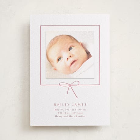 Letterpress Birth Announcement Photo Mount Cards
