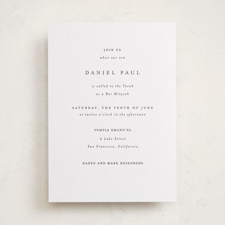 Letterpress Bar and Bat Mitzvah Invitations