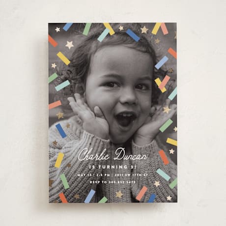 Foil-Pressed Children's Birthday Party Invitations