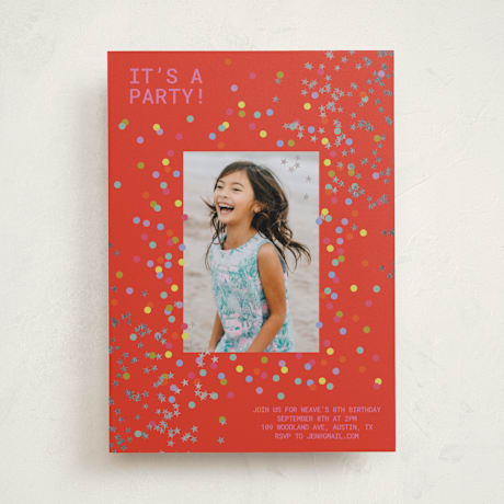 Foil-Pressed Children's Birthday Party Invitations