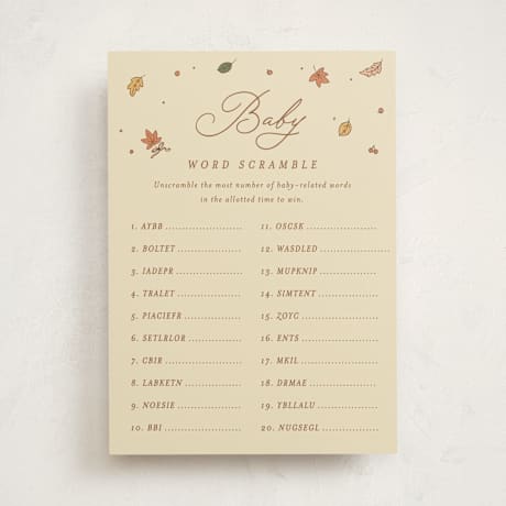 Baby Shower Game Cards